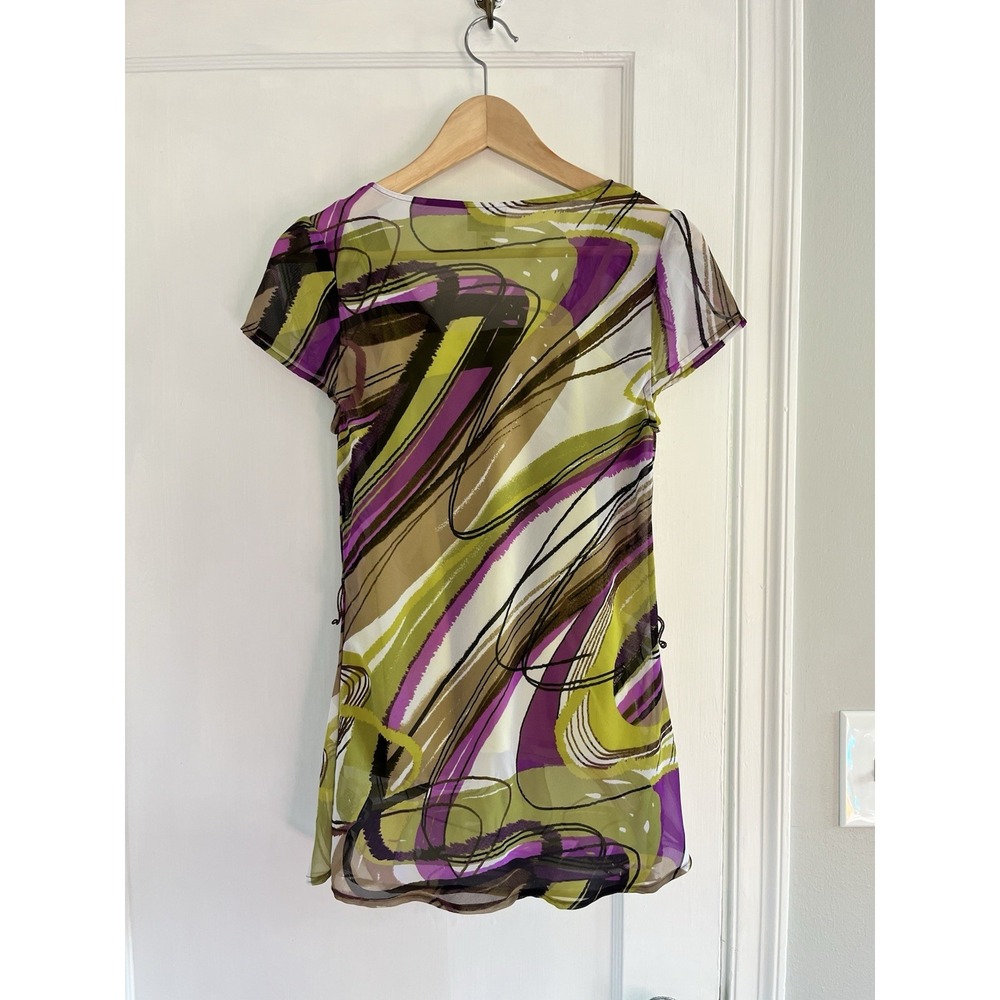 VTG Worthington Blouse Multicolored Belted Top Whimsigoth Funky Y2K 90s‎ - Picture 5 of 11